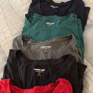 5 lands end large petite relaxed fit T shirts: black, red, green, gray, navy